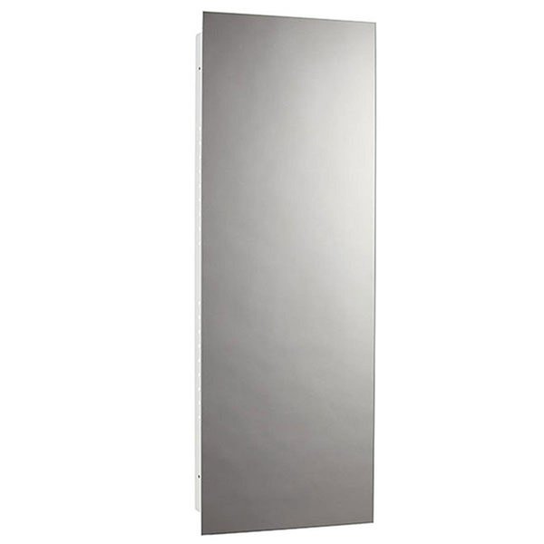 Deluxdesigns 13 x 36 in. 1 Door Illusion Medicine Cabinet with Glass Steel Polished Edge, Basic White DE2608153